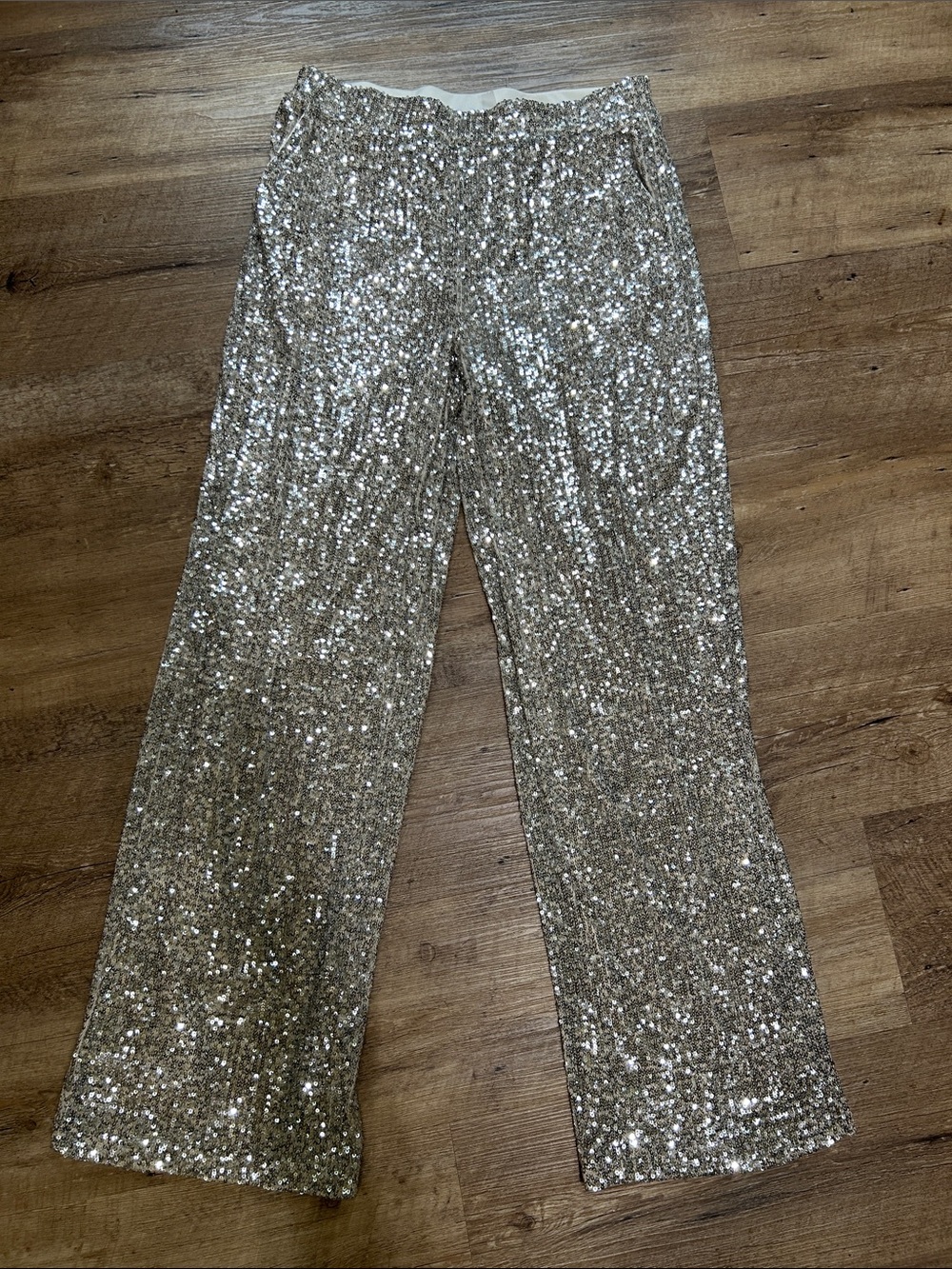 Cable & Gauge Silver Sequin Wide-Leg Pants